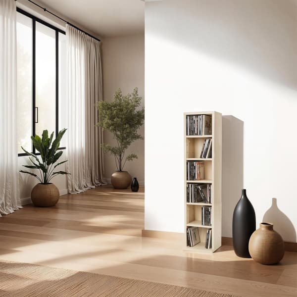 Reol med 6 hylder til 102 CD'er 90x21x20cm - bøg