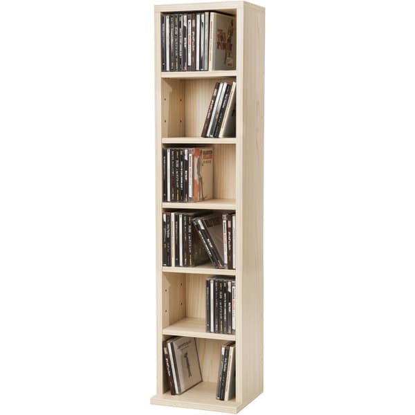 Reol med 6 hylder til 102 CD'er 90x21x20cm - bøg