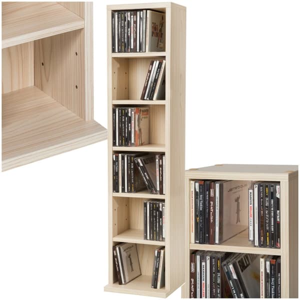 Reol med 6 hylder til 102 CD'er 90x21x20cm - bøg