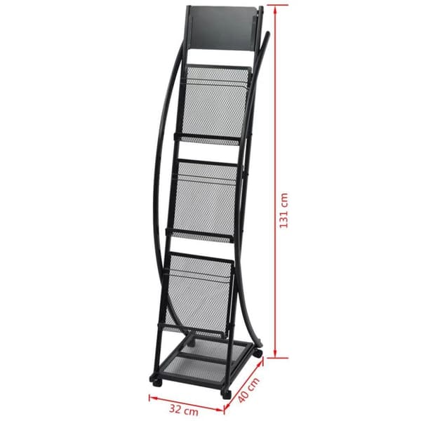 vidaXL Tidningsställ 40x32x131 cm svart A4