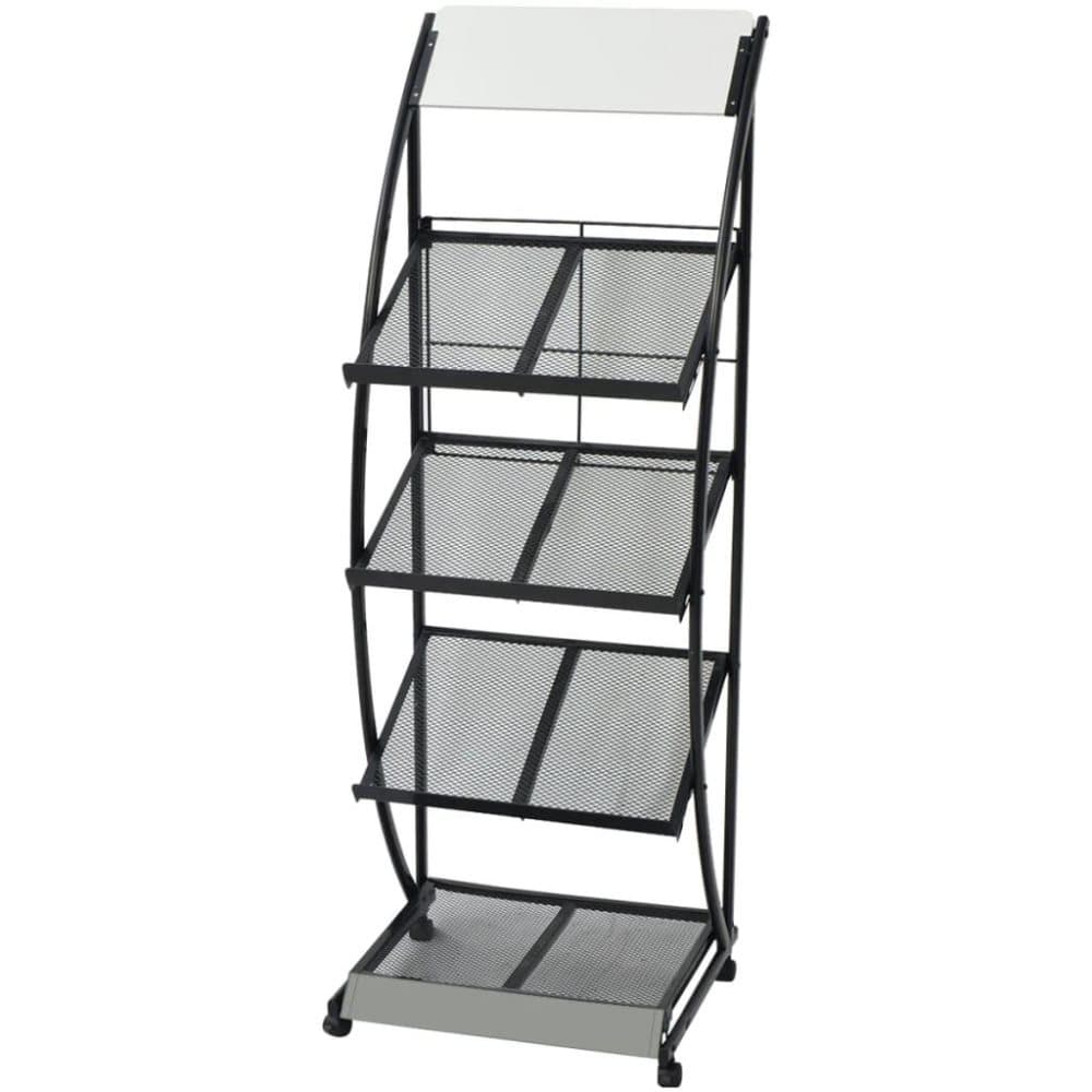 vidaXL magasinholder 47x40x134 cm sort og hvid A4