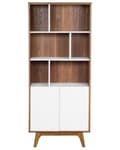 Pikkukuva 5 / 11: Kirjahylly tumma puu/valkoinen 79 x 182 x 40 cm MDF-levy lakattu matta kaapit 5-tasoa