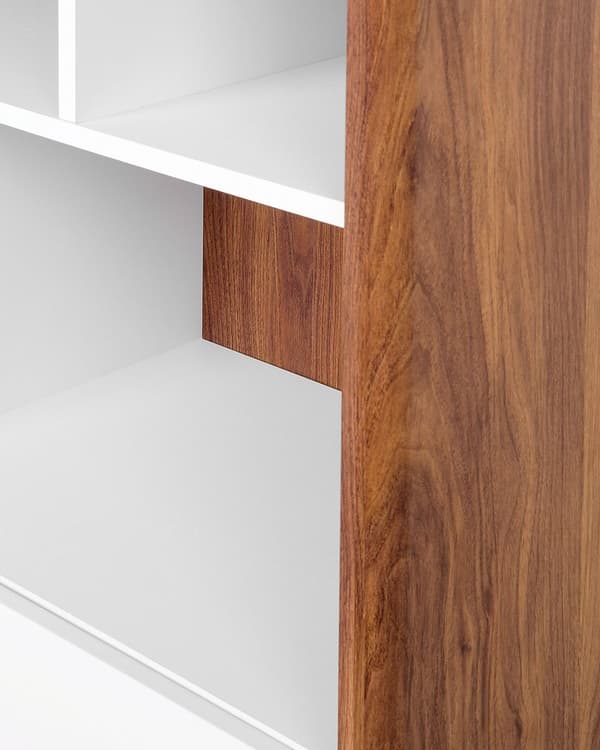 Kirjahylly tumma puu/valkoinen 79 x 182 x 40 cm MDF-levy lakattu matta kaapit 5-tasoa