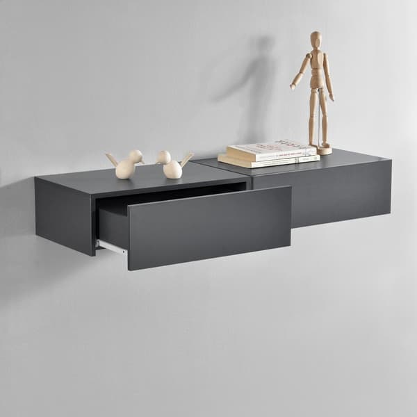 [en.casa]® Hylde/aflastningsbord Grethe sæt - 2 dele - med skuffe - 46x30x15cm - mørkegrå