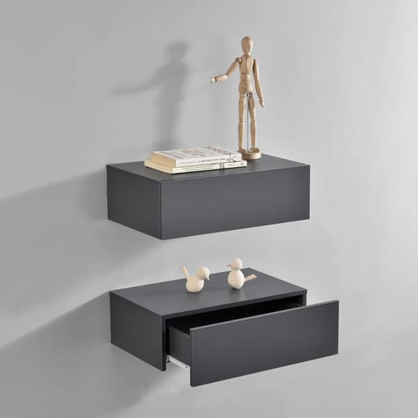 [en.casa]® Hylde/aflastningsbord Grethe sæt - 2 dele - med skuffe - 46x30x15cm - mørkegrå