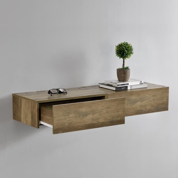 [en.casa]® Hylde/aflastningsbord Grethe sæt - 2 dele - med skuffe - 46x30x15cm - træ udseende