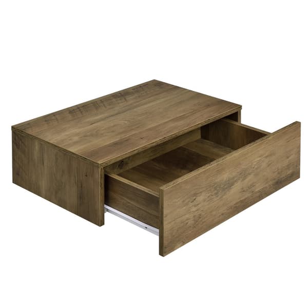 [en.casa]® Hylde/aflastningsbord Grethe sæt - 2 dele - med skuffe - 46x30x15cm - træ udseende