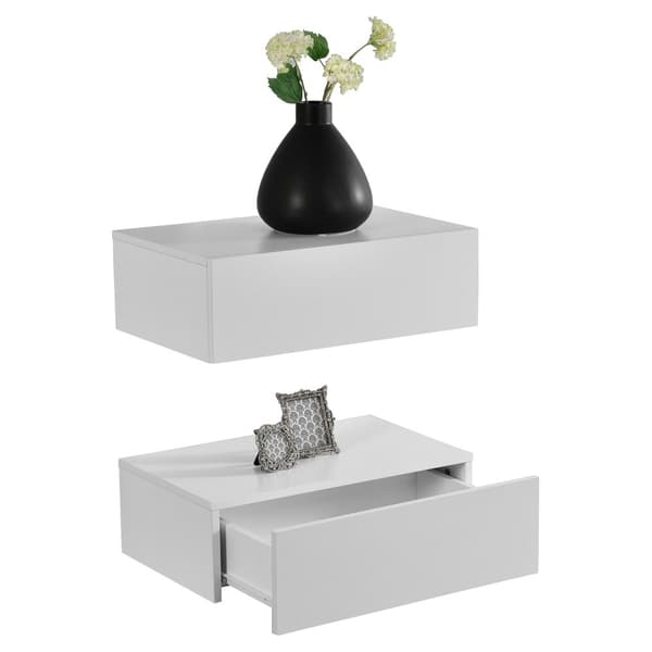 Hylla Sidensjö med låda set om 2 vit matt 46x30x15cm [en.casa]®