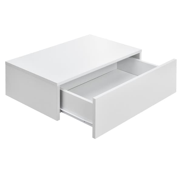 [en.casa]® Hylde/aflastningsbord Grethe - med skuffe - 46x30x15cm - hvid matt