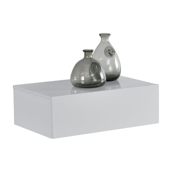 Hylla Sidensjö med låda 46x30x15cm vit högglans [en.casa]®