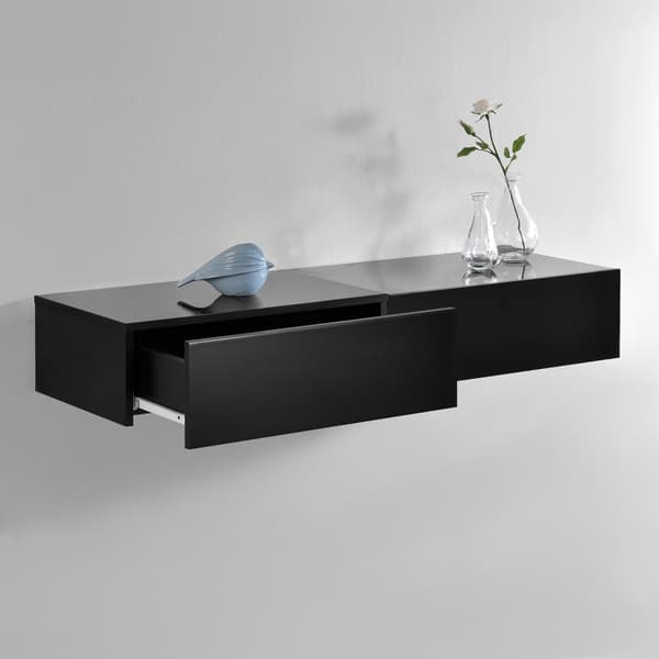 Hylla Sidensjö med låda set om 2 svart högglans 46x30x15cm [en.casa]®