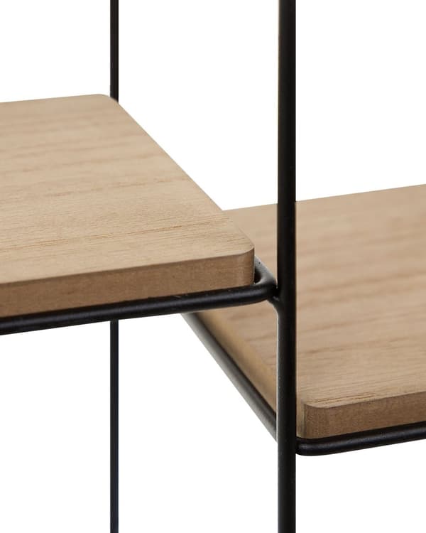 Seinähylly vaalea puu musta 37 x 57 x 16 cm MDF metalli 5 hyllyä moderni teollinen
