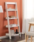 Miniatyrbillede 2 af 7: Stigereol Hvidt Træ 164 x 59 cm Dekorativ Høj Smal Reol med 5 Hylder til Stue Trappereol Soveværelse Kontor Bogreol Moderne Indretning