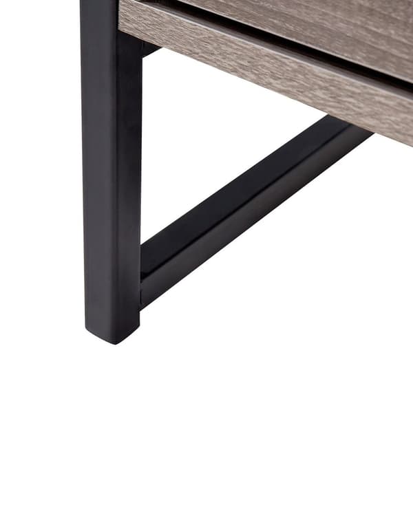 Reol Mørkt Træ Taupe Sort Metal Stel 101 x 56 cm Lav Bogreol med Skuffe Hylde Opbevaring Industriel stil til Kontor Stue Indendørs Tilbehør
