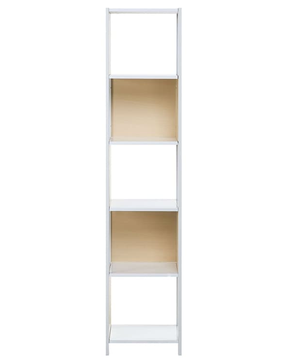 Bokfodral Vit med ljust trä 165 x 35 cm 5-våningshylla Modern Minimalistisk