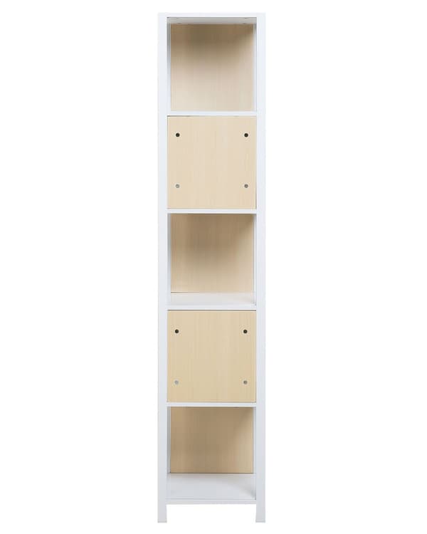 Bokfodral Vit med ljust trä 165 x 35 cm 5-våningshylla Modern Minimalistisk