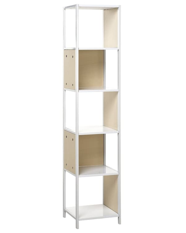 Bokfodral Vit med ljust trä 165 x 35 cm 5-våningshylla Modern Minimalistisk