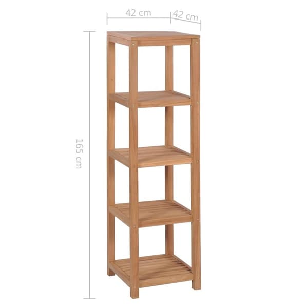 vidaXL badeværelsesstativ 4 etager massivt teak 42 x 42 x 165 cm
