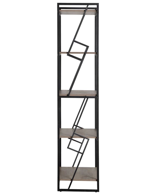 Bogreol Mørkt Træ Sort Metal Stel 184 x 64 cm Reol med 5 Hylder Industriel stil Opbevaring til Kontor Stue Bibliotek Indretning Tilbehør