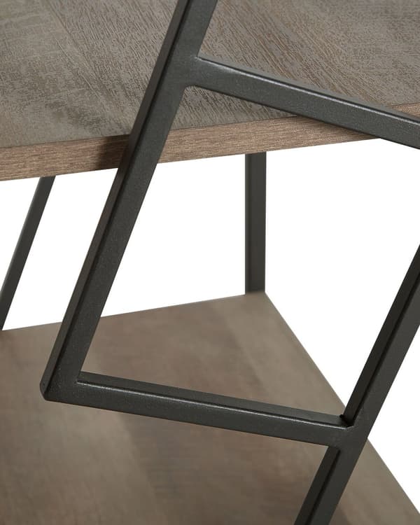 4-vånings Bokhylla Mörk trä och Svart Metallram Öppen Hylla Industriell Minimalist Hyllplan