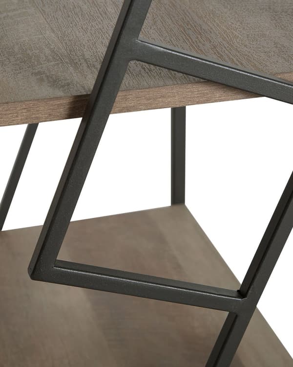4-vånings Bokhylla Mörk trä och Svart Metallram Öppen Hylla Industriell Minimalist Hyllplan