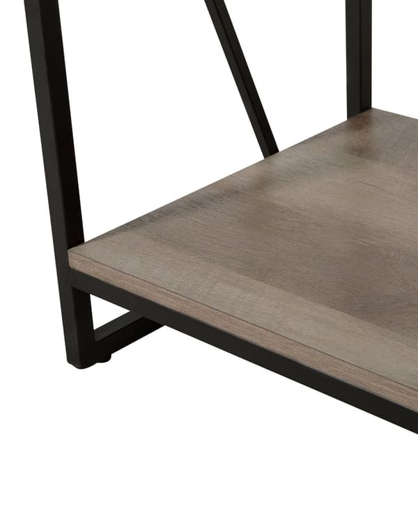 4-vånings Bokhylla Mörk trä och Svart Metallram Öppen Hylla Industriell Minimalist Hyllplan