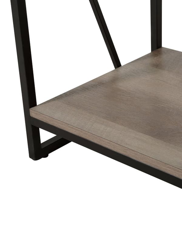 4-vånings Bokhylla Mörk trä och Svart Metallram Öppen Hylla Industriell Minimalist Hyllplan