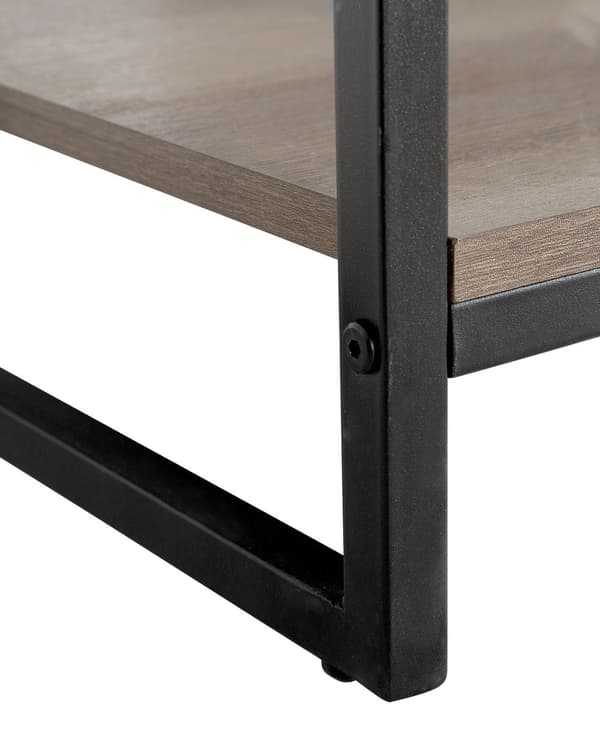 4-vånings Bokhylla Mörk trä och Svart Metallram Öppen Hylla Industriell Minimalist Hyllplan