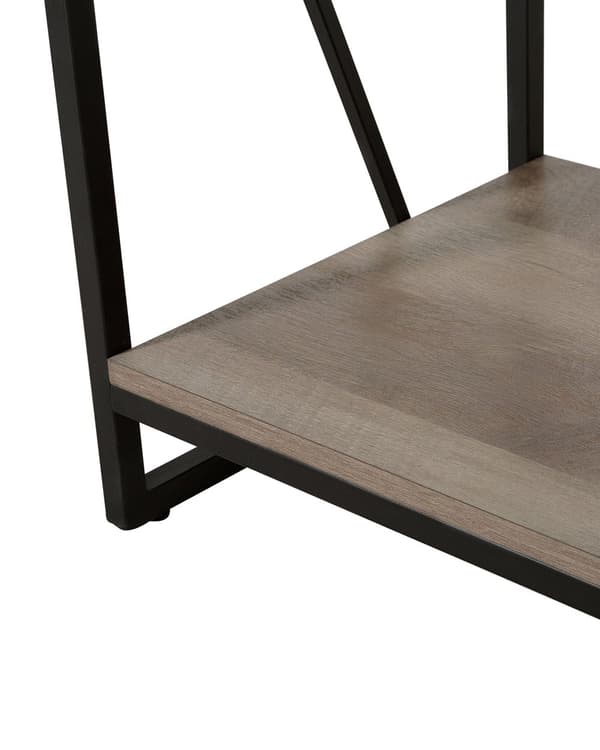 5-vånings Bokhylla Mörk trä och Svart Metallram Öppen Hylla Industriell Minimalist Hyllplan