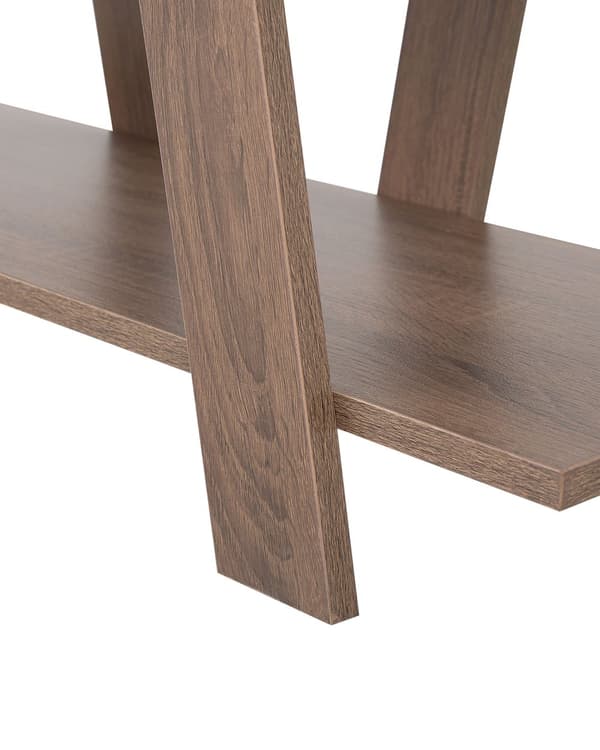 Kirjahylly tumma puu lastulevy 100 x 33 x 116 cm avohyllyillä skandinaavinen tyyli