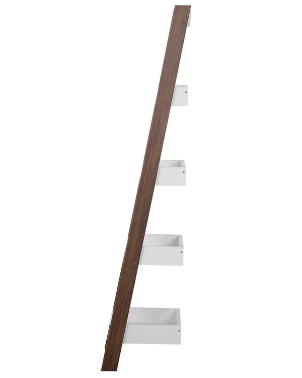 Stigereol Hvid Mørk Træ 45 x 36 x 166 cm Høj Smal Reol med 5 Hylder til Stue Trappereol Soveværelse Kontor Bogreol Moderne Indretning