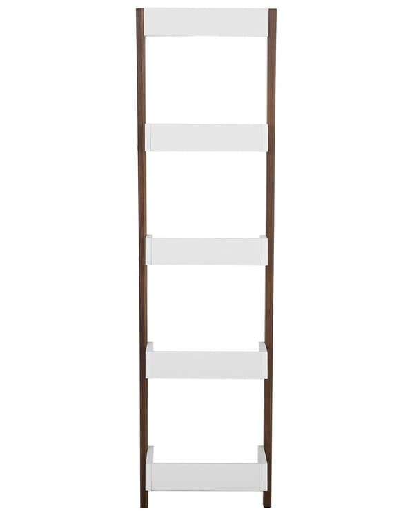 Stigereol Hvid Mørk Træ 45 x 36 x 166 cm Høj Smal Reol med 5 Hylder til Stue Trappereol Soveværelse Kontor Bogreol Moderne Indretning