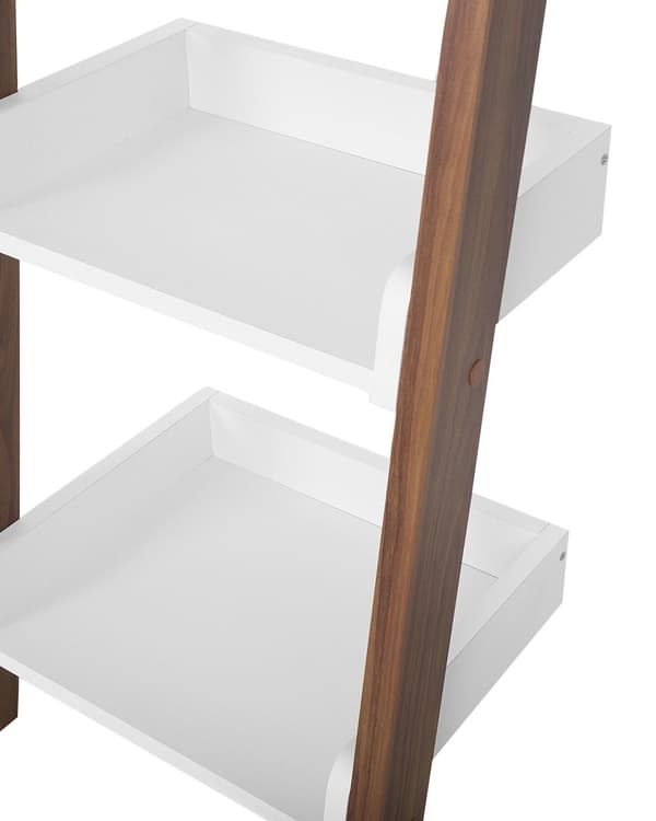 Stigereol Hvid Mørk Træ 45 x 36 x 166 cm Høj Smal Reol med 5 Hylder til Stue Trappereol Soveværelse Kontor Bogreol Moderne Indretning