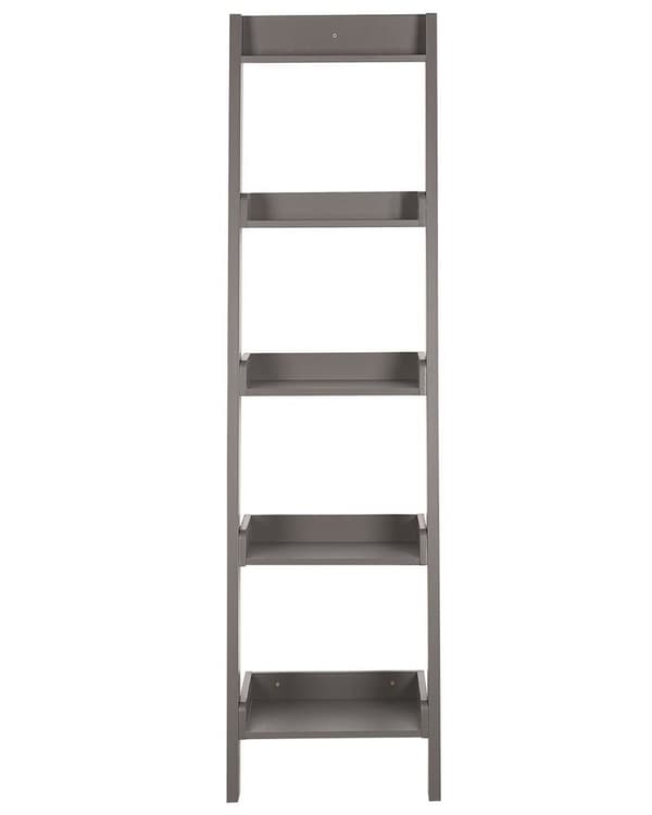 Stigereol Grå Træ 45 x 36 x 166 cm Høj Smal Reol med 5 Hylder til Stue Trappereol Soveværelse Kontor Bogreol Moderne Indretning