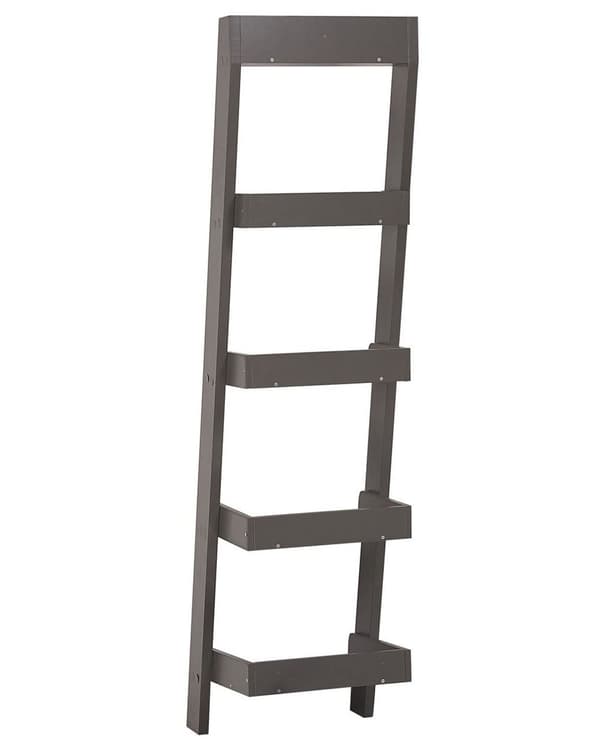 Stigereol Grå Træ 45 x 36 x 166 cm Høj Smal Reol med 5 Hylder til Stue Trappereol Soveværelse Kontor Bogreol Moderne Indretning