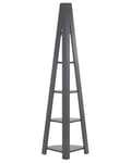 Miniatyrbillede 5 af 8: Hjørnereol Grå Træ 49 x 175 cm Høj Dekorativ Bogreol med 5 Hylder Opbevaring Pynteting til Stue Indretning Tilbehør Trappereol