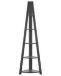 Miniatyrbillede 1 af 8: Hjørnereol Grå Træ 49 x 175 cm Høj Dekorativ Bogreol med 5 Hylder Opbevaring Pynteting til Stue Indretning Tilbehør Trappereol