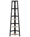 Miniatyrbillede 1 af 7: Hjørnestigehylde sort og lys træeffekt 163 x 44 cm 5-lags reol