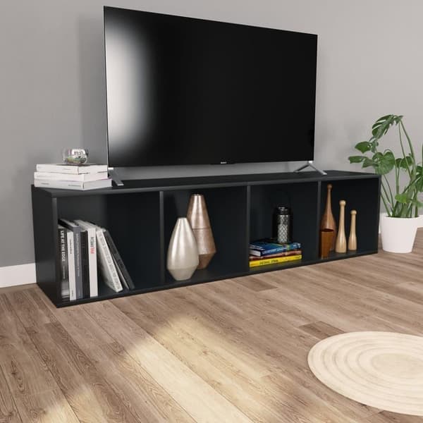 vidaXL Bokhylla/TV-bänk svart 36x30x143 cm spånskiva