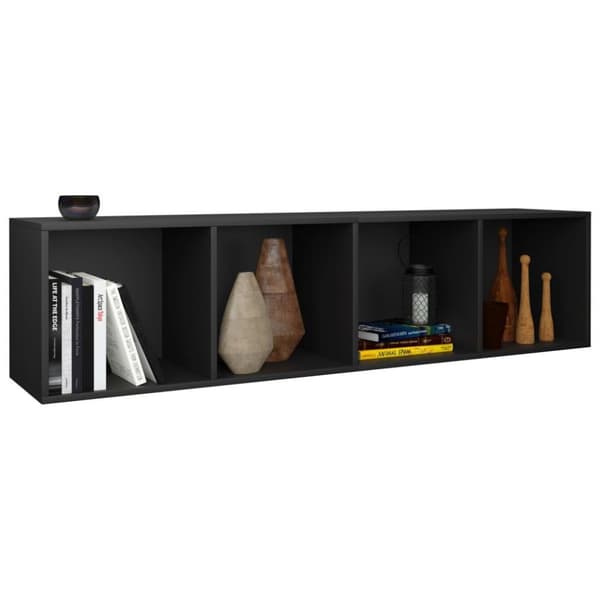 vidaXL Bokhylla/TV-bänk svart 36x30x143 cm spånskiva