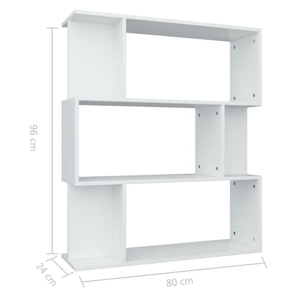 vidaXL Bokhylle/Romdeler hvit 80x24x96 cm sponplate