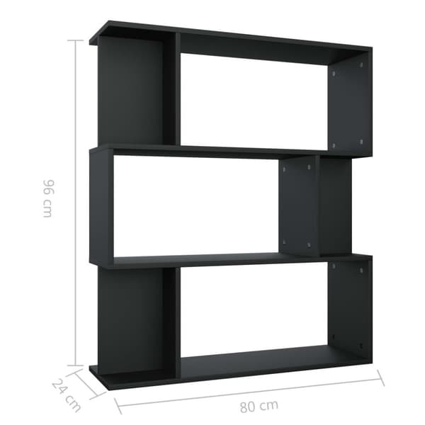 vidaXL Reol/rumdeler 80 x 24 x 96 cm spånplade sort
