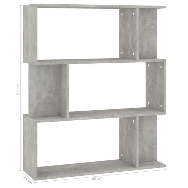vidaXL Reol/rumdeler 80 x 24 x 96 cm spånplade betongrå