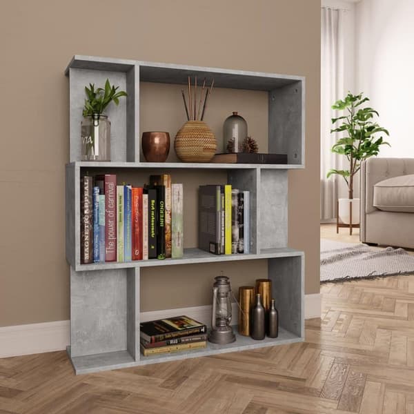 vidaXL Bokhylla/Rumsavdelare betonggrå 80x24x96 cm spånskiva