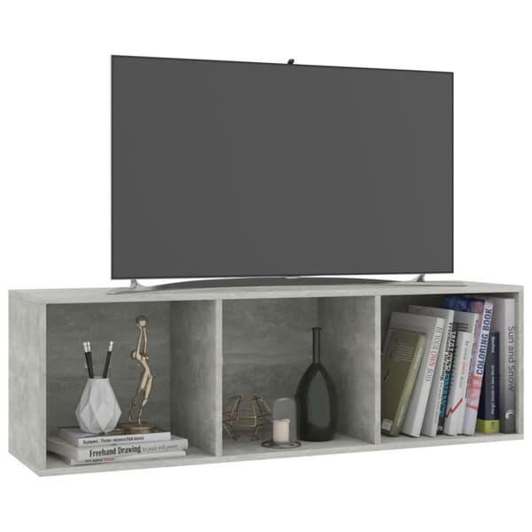 vidaXL Bokhylla/TV-bänk betonggrå 36x30x114 cm spånskiva