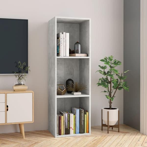 vidaXL Bokhylla/TV-bänk betonggrå 36x30x114 cm spånskiva