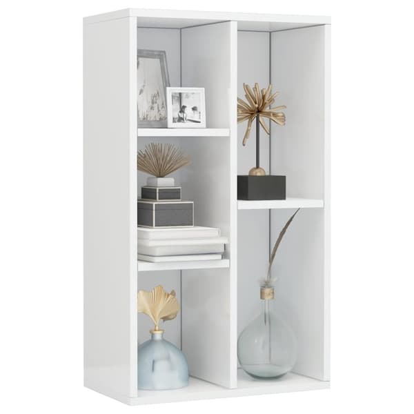 vidaXL Bokhylle/skjenk høyglans hvit 50x25x80 cm sponplate