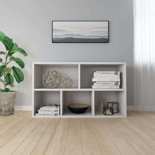 vidaXL Bokhylle/skjenk høyglans hvit 50x25x80 cm sponplate