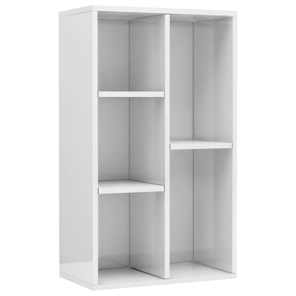 vidaXL Bokhylle/skjenk høyglans hvit 50x25x80 cm sponplate