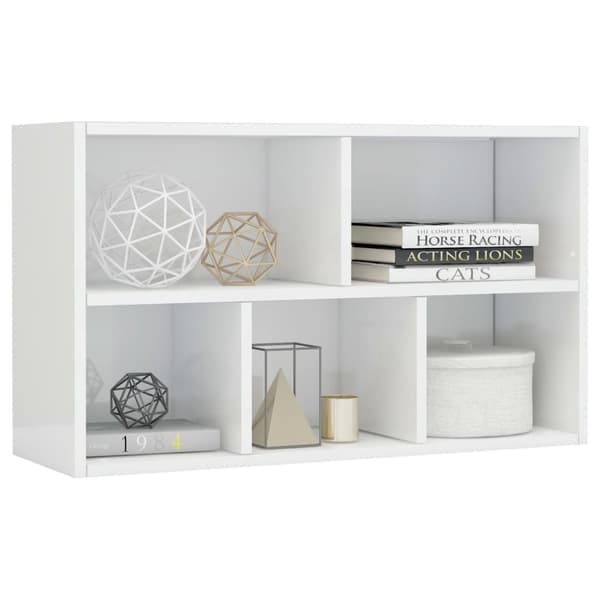 vidaXL Reol/skænk hvid højglans 50x25x80 cm spånplade
